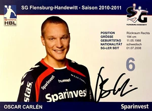 Orig. unterschriebene Autogrammkarte OSCAR CARLÉN SG Flensburg-Handewitt 2010/11 - Bild 1 von 2