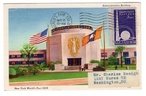 #853 New York Weltausstellung Abschluss - Postkarte 1940 Serviced Emeigh - Bild 1 von 2