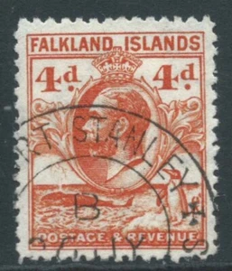 FALKLAND ISLANDS George VI 1932 SG120 4d orange perf 14 very fine used. Cat £14 - Imagen 1 de 2