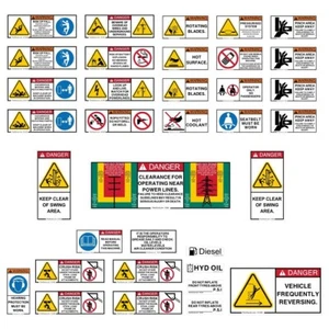 Backhoe Loader Safety Decals Stickers Kit - Premium Vinyl, 7 Year Laminate - Picture 1 of 1