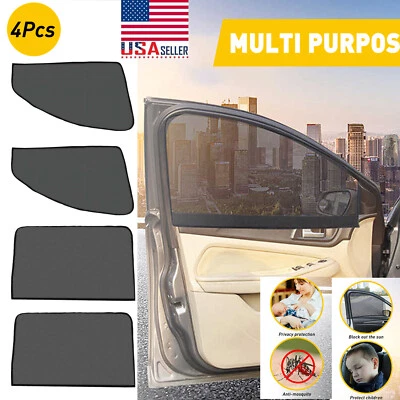 4X Magnetic Car Side Front Rear Window Sun Shade Cover Mesh Shield UV Protection Foto 1 de 4