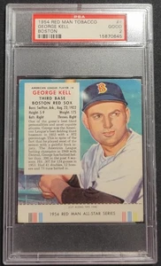 Tarjeta de tabaco George Kell 1954 Red Man SGC 2 BOSTON REDSOX - Imagen 1 de 2