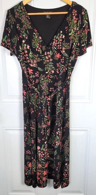 Rachel Zoe Floral Faux Wrap Midi Dress Size L - Image 1 of 4