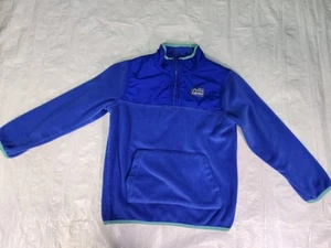 Roots Canada Kids Large 9-10 Full 1/4 Zip Fleece Jacket Sweatshirt Blue Pullover - Picture 1 of 7