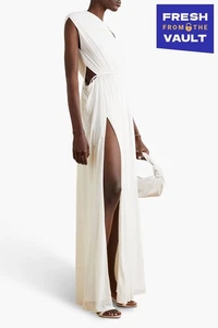 RRP€560 HALSTON One Shoulder Gown US6 UK10 IT42 M White Lined Cutout Draped - Picture 1 of 7