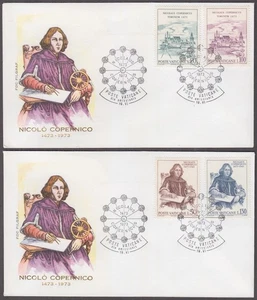 VATICAN Sc #537-4.0 SET of 2 FDCs 500th ANN BIRTH of COPERNICUS,  ASTRONOMER - Picture 1 of 1