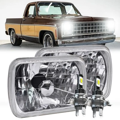 FOR Chevrolet C10 C20 C30 1981-1986 Pair 7x6" LED Headlights Hi/Low Lamps 6000K - Image 1 of 4