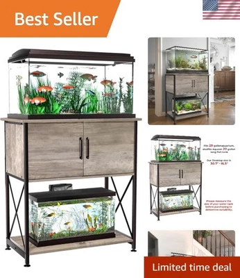 Soporte contemporáneo para acuario de 20-29 galones - marco de metal con gabinete de almacenamiento Foto 1 de 4