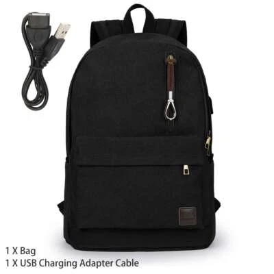 Mochila de Lona para Portátil, Mochila Escolar Impermeable con Carga USB Universitaria Foto 1 de 4