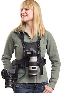 Fondina Cinghia Doppia Fotocamera per Canon Nikon, Multi Carrying Chest Vest Sys - Foto 1 di 12