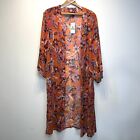 Jessica Simpson NWTS Duster-Length Printed Kimono Cover-Up Multi Floral Large