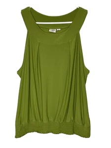 Cato Halter Top Women's 26/28W Green Smocked Waist Sleeveless Blouse Crew Neck - Picture 1 of 5