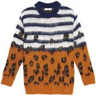 Women's Large Sandro Syme Mohair Blend Italy Pullover Leopard Stripe Sweater