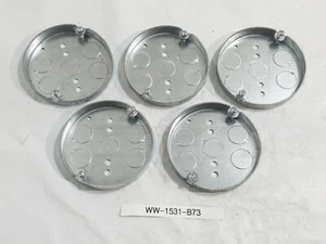 New RACO 4" Round Ceiling Pan Steel Boxes - Shallow 1/2" Knockouts (Lot of 5) - Picture 1 of 3