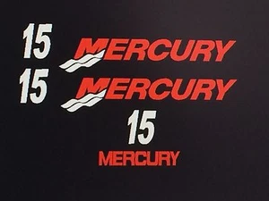 15 hp Mercury Outboard set RED & white Tails Marine Vinyl - Picture 1 of 3