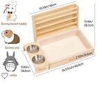 Rabbit Hay Feeder with Litter Box and Bowls 3 in 1 Wooden Feeder Toilet