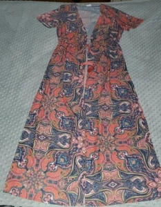 Free Press Swim Cover Up Dress Semi-Sheer Boho Tassel Tie Front Paisley Multi XS - Picture 1 of 11