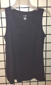 Ladies V Neck Plus Tank Top Size Small Color Black - Picture 1 of 9