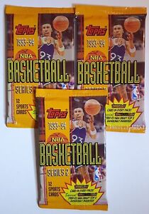 Lot of 3 x Packs of 1993-94 Topps NBA Basketball Series 2 Pack - Factory Sealed