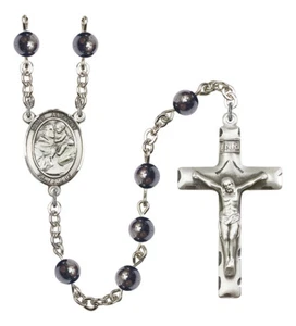 YOU CHOOSE Patron Saint Hematite Hand Made Rosary NEW Boxed Confirmation Gift! - Picture 1 of 59
