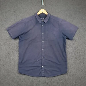 PATAGONIA Shirt Mens XL Blue Navy Short Sleeve Button Up Organic Cotton Fezzman - Picture 1 of 11