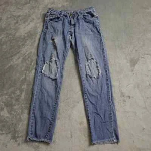 Machine Jeans Women's Size 29 Blue Denim Straight Ripped Distressed Casual - Picture 1 of 12