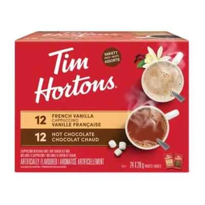 Tim Hortons Variety Mix (24 packets) Hot Chocolate & French Vanilla Cappuccino - Picture 1 of 5