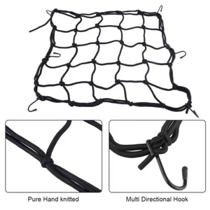 40 * 40cm 6 Hook Motorcycle Helmet Cargo Luggage Elastic Mesh Web Net Black - Picture 1 of 8