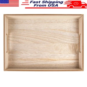 Decorative Serving Tray W/ Handles Rectangle Breakfast Dinner House Dining New - Picture 1 of 6