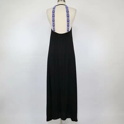Maxi Vestido Tularosa para Mujer XS Negro Espalda Abierta Correa con Cuentas Azul Blanco Ella Foto 1 de 4