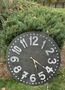 Large Wood Signature Farmhouse Clock - Picture 1 of 1