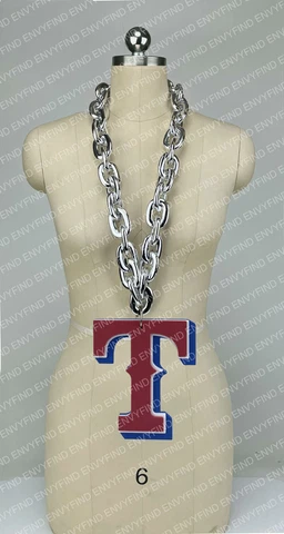 New MLB TEXAS RANGERS Jumbo Big SILVER Fan Chain Necklace Foam Cover