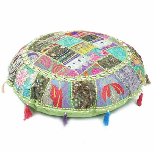 EMBROIDERED 32" INCH FLOOR CUSHION COVER PATCHWORK ETHNIC THROW SOFA PILLOW CASE - Picture 1 of 5