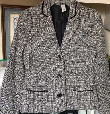 Old Navy 女式黑白内衬粗花呢西装外套,尺寸 S — 第 1/4 张图片