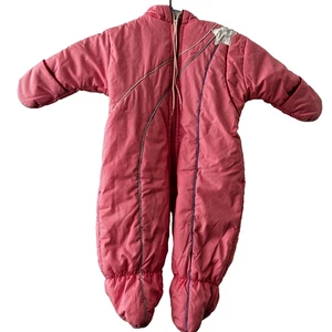 VINTAGE Pink Pierre Cardin Infant Baby SNOW Suit Padded Hoodie OnePiece 9mo - Picture 1 of 7