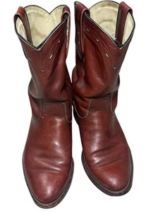 Vtg Frye Leather Red Brown Western Cowgirl Heeled Boots 7.5EE Womens PLEASE READ - Picture 1 of 13