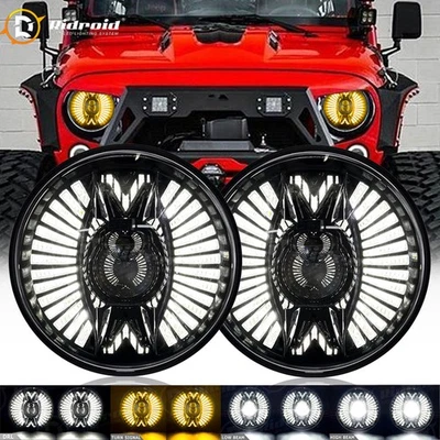 For Jeep Wrangler JK LJ TJ 7Inch Round LED Headlights Hi-Lo Sealed Beam DRL Pair - Image 1 of 4