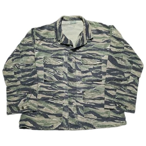VTG 70s Vietnam Era Tiger Stripe Camo Military Field Jacket Mens XL Regular - Picture 1 of 12