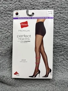 Hanes Premium Women's Pindot Perfect Tights - Black Small - Picture 1 of 3