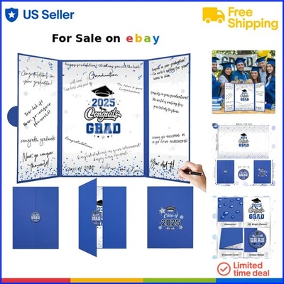 Libro de visitas de graduación recuerdo de firma azul plateado para clase de 2025 Foto 1 de 4