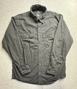 Bob Timberlake Shirt Mens Medium Gray Button Up Long Sleeve Utility Workwear - Picture 1 of 13
