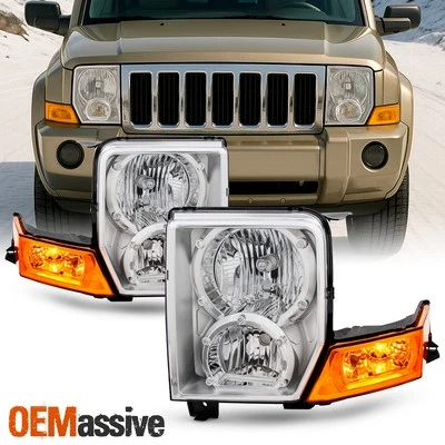 Faro cromado para Jeep Commander SUV 2006-2010 con par de señal ámbar izquierda+derecha Foto 1 de 4