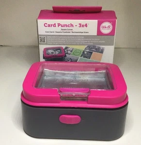 We R Memory Keepers Card Punch 3 inch x 4 inch Square Corners Pink Gray Clear - Picture 1 of 24