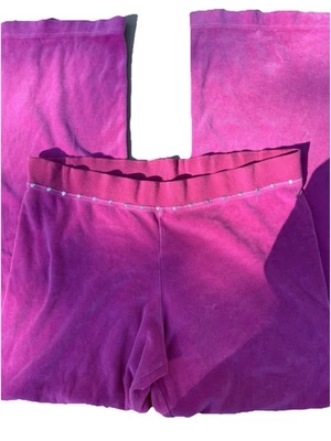 Victoria’s Secret Y2K 2003 Pants Hot Pink Velour Lounge Yoga Flare Leg Size M - Image 1 of 3