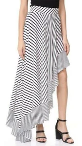 MLM White Black Striped Asymmetrical Ruffle Hem Women's Skirt Size S - Picture 1 of 8