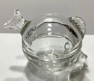 Anchor Hocking Clear Glass 3 1/2" Fish Shaped Trinket Dish w/ Lid Vintage - Picture 1 of 9