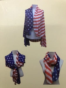 Beautiful Patriotic USA American Flag July 4th Stars Stripes Cover Up, Sarong - Picture 1 of 2