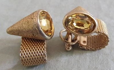 Gemelos de malla CORNICOPIA de cristal amarillo de colección para hombre envolventes joyas M55 Foto 1 de 3