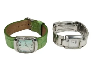 Women's Fossil ES-9988 MOP Dial Green Leather Strap + Fossil Steel FS-2506 Watch - Picture 1 of 3