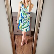 Julie Brown Womens Sleeveless Dress Green Blue Size 6